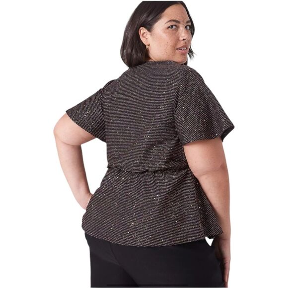 NWT Lane Bryant Copper Classic Flutter-Sleeve V-Neck Peplum Top Women's 14/16 - Picture 3 of 8